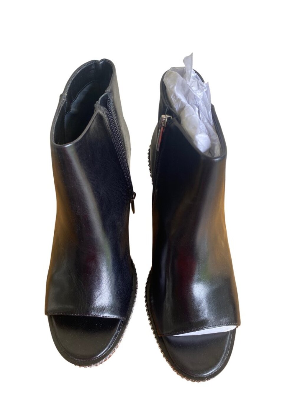 Vince Camuto VC-Bitnny Black Cow Paradise Leather Open Toe Booties Size 9M New - Picture 10 of 15